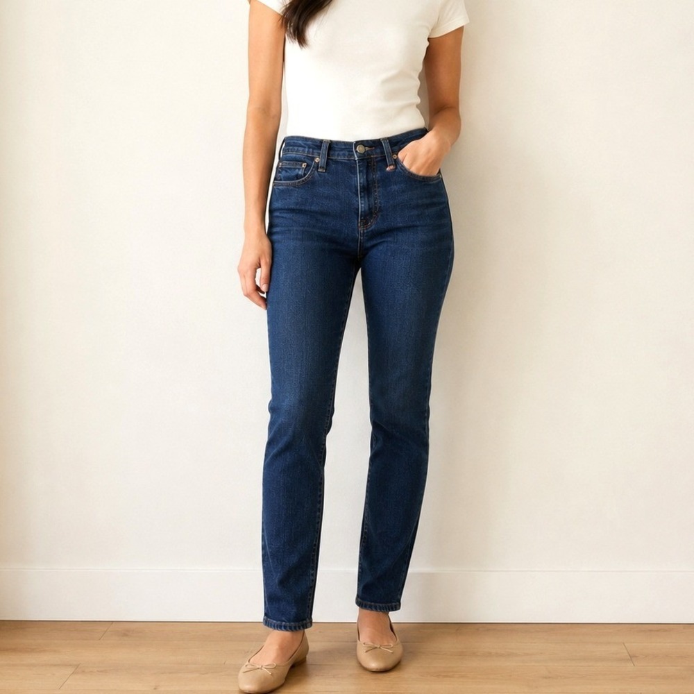 J.Crew Dark Wash Slim Straight Jeans W30 L30 Mide Rise Stretch Minimalist
